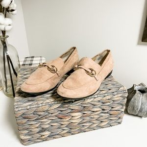 H&M Pink Blush Loafers Gold Accent Hoops Size 9